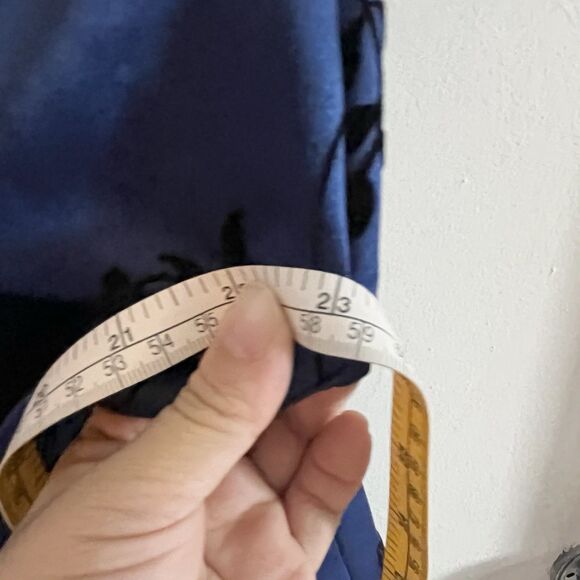 VTG Betsy & Adam by Jas Lene Maxi Dress Sz M Blue Black Velvet Foral Y2K Fairy - Picture 8 of 10